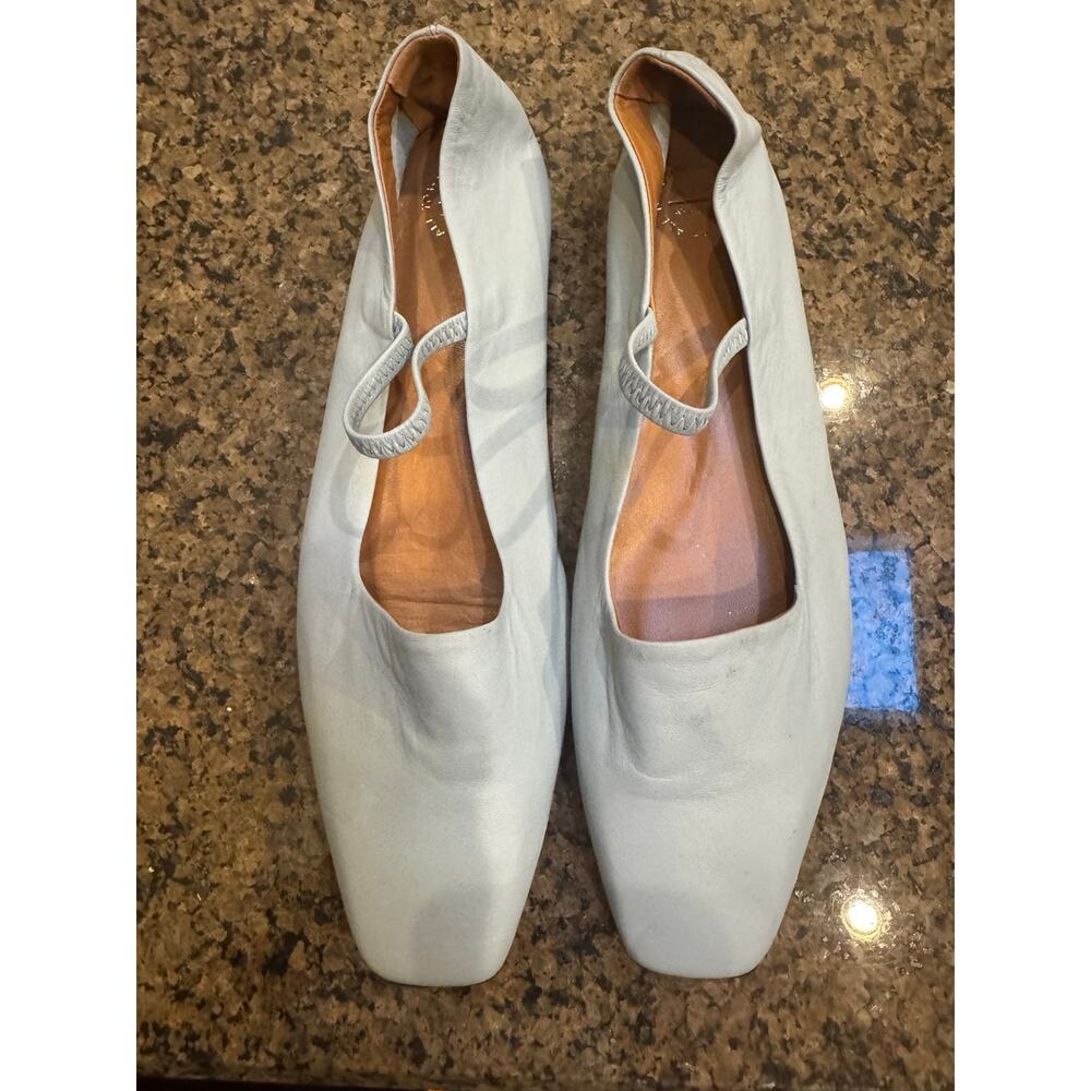 ATP ATELIER Petina Mary Jane Lambskin Flats - Pastel Blue, Size 12